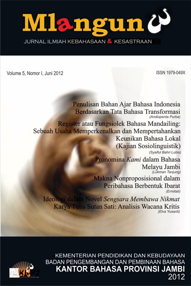 Jurnal Mlangun (Volume 5, Nomor 1, Juni 2012) cover
